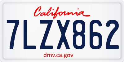 CA license plate 7LZX862