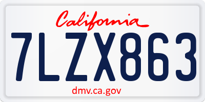 CA license plate 7LZX863