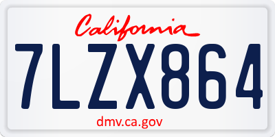CA license plate 7LZX864