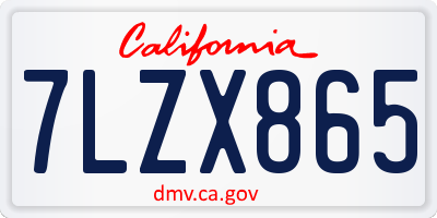 CA license plate 7LZX865