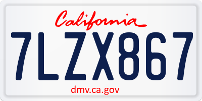 CA license plate 7LZX867