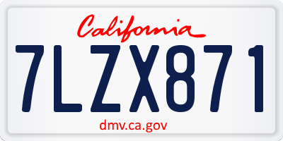 CA license plate 7LZX871