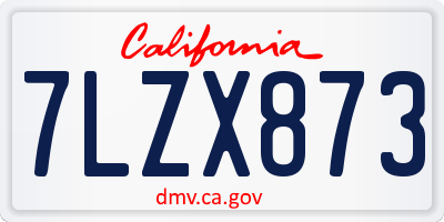 CA license plate 7LZX873