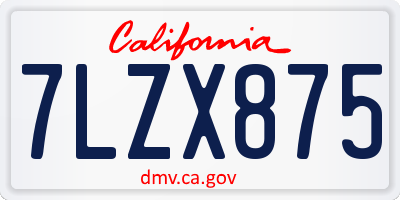 CA license plate 7LZX875