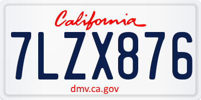 CA license plate 7LZX876