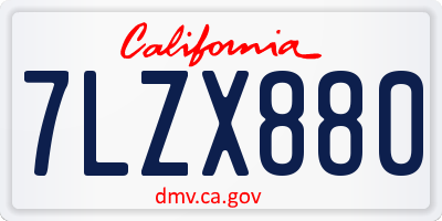 CA license plate 7LZX880