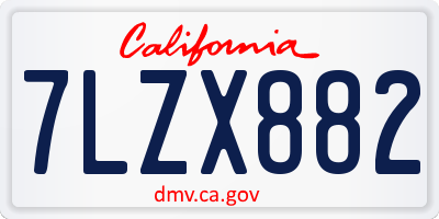 CA license plate 7LZX882