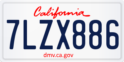 CA license plate 7LZX886