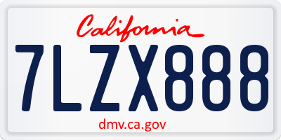 CA license plate 7LZX888