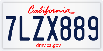 CA license plate 7LZX889