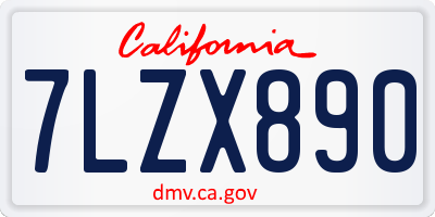 CA license plate 7LZX890