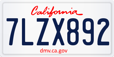 CA license plate 7LZX892