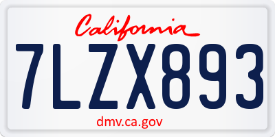 CA license plate 7LZX893