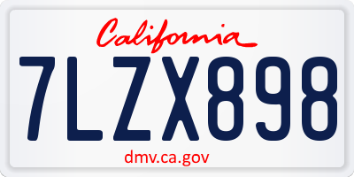 CA license plate 7LZX898