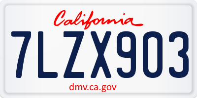 CA license plate 7LZX903