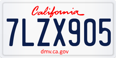 CA license plate 7LZX905