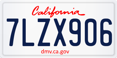 CA license plate 7LZX906