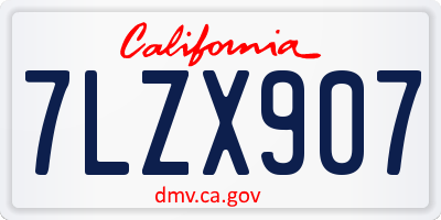 CA license plate 7LZX907