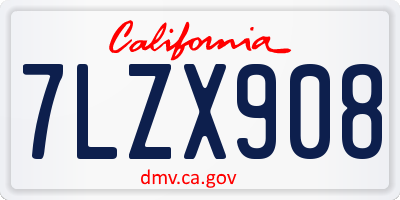CA license plate 7LZX908