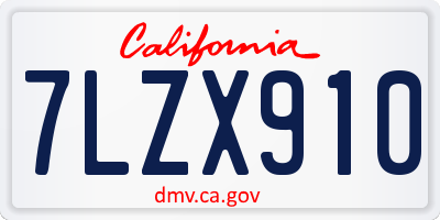 CA license plate 7LZX910