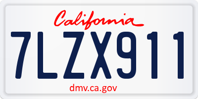 CA license plate 7LZX911