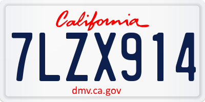 CA license plate 7LZX914