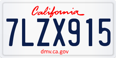 CA license plate 7LZX915