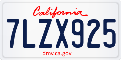 CA license plate 7LZX925