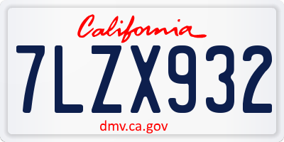 CA license plate 7LZX932