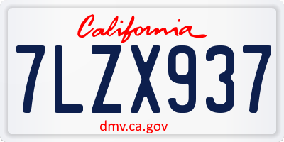 CA license plate 7LZX937