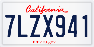 CA license plate 7LZX941