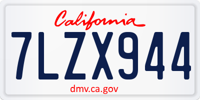 CA license plate 7LZX944