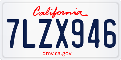 CA license plate 7LZX946