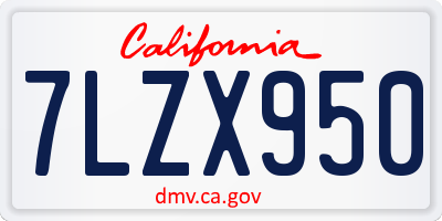 CA license plate 7LZX950