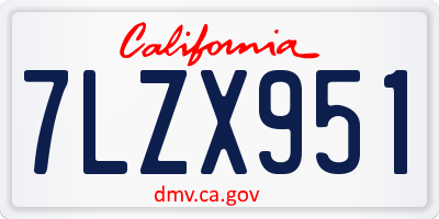 CA license plate 7LZX951