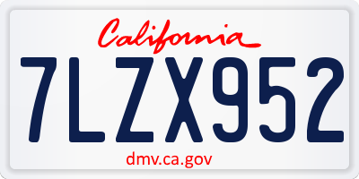 CA license plate 7LZX952
