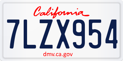CA license plate 7LZX954