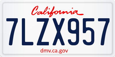CA license plate 7LZX957
