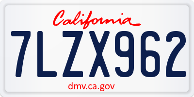 CA license plate 7LZX962