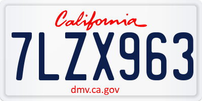 CA license plate 7LZX963
