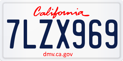CA license plate 7LZX969