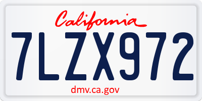 CA license plate 7LZX972