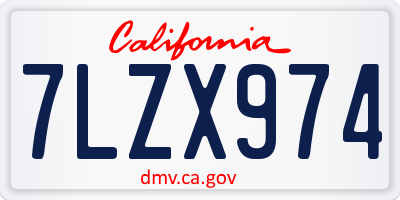 CA license plate 7LZX974