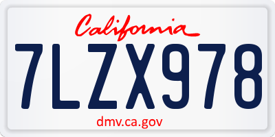 CA license plate 7LZX978