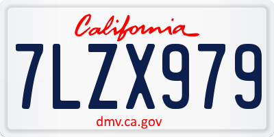 CA license plate 7LZX979