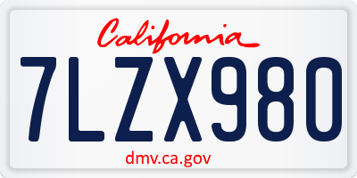 CA license plate 7LZX980