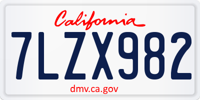 CA license plate 7LZX982
