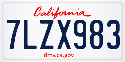 CA license plate 7LZX983