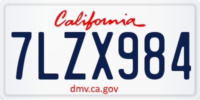 CA license plate 7LZX984