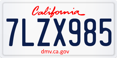 CA license plate 7LZX985